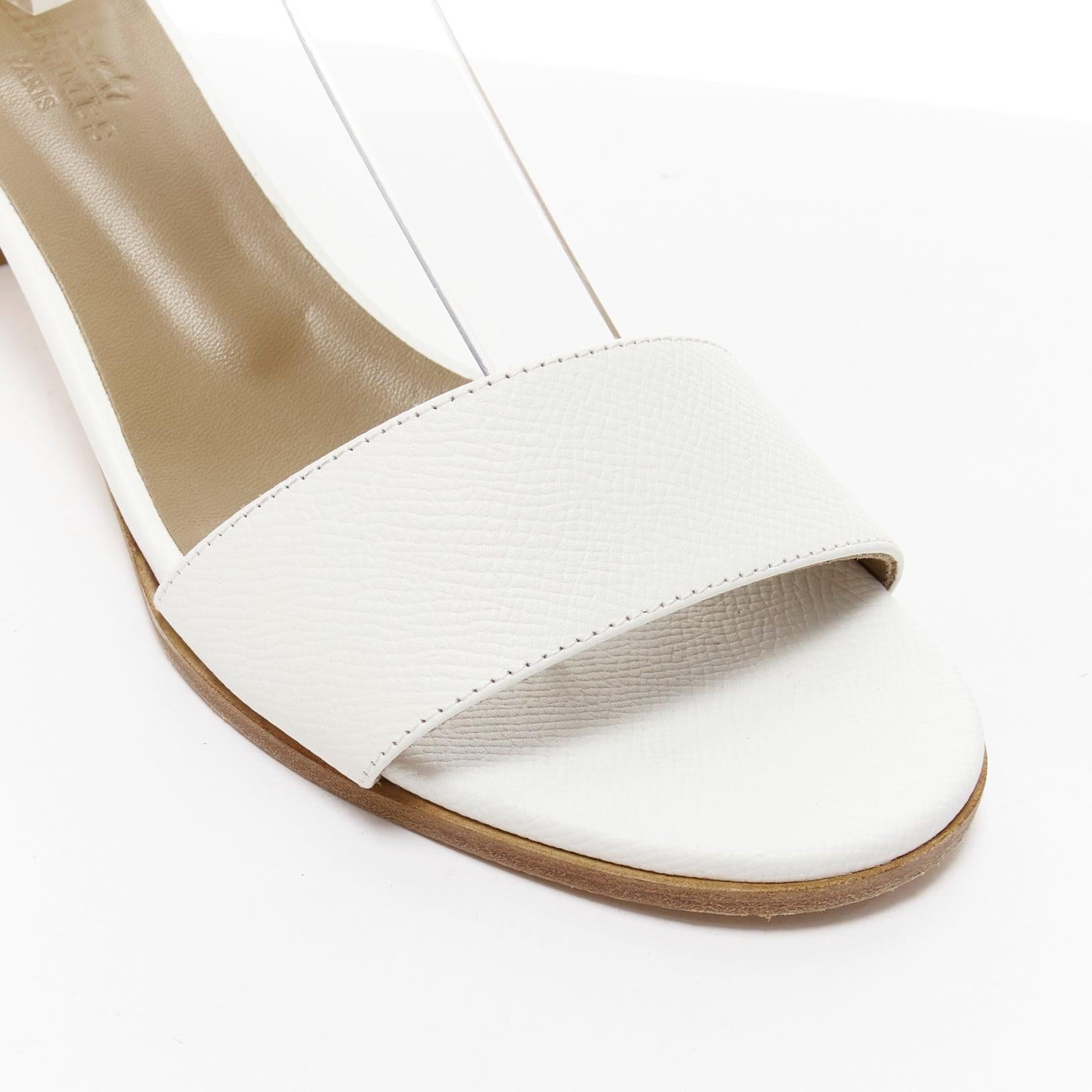 HERMES Manege Kelly silver turnlock epsom leather ankle strap sandals EU36.5 For Sale 2