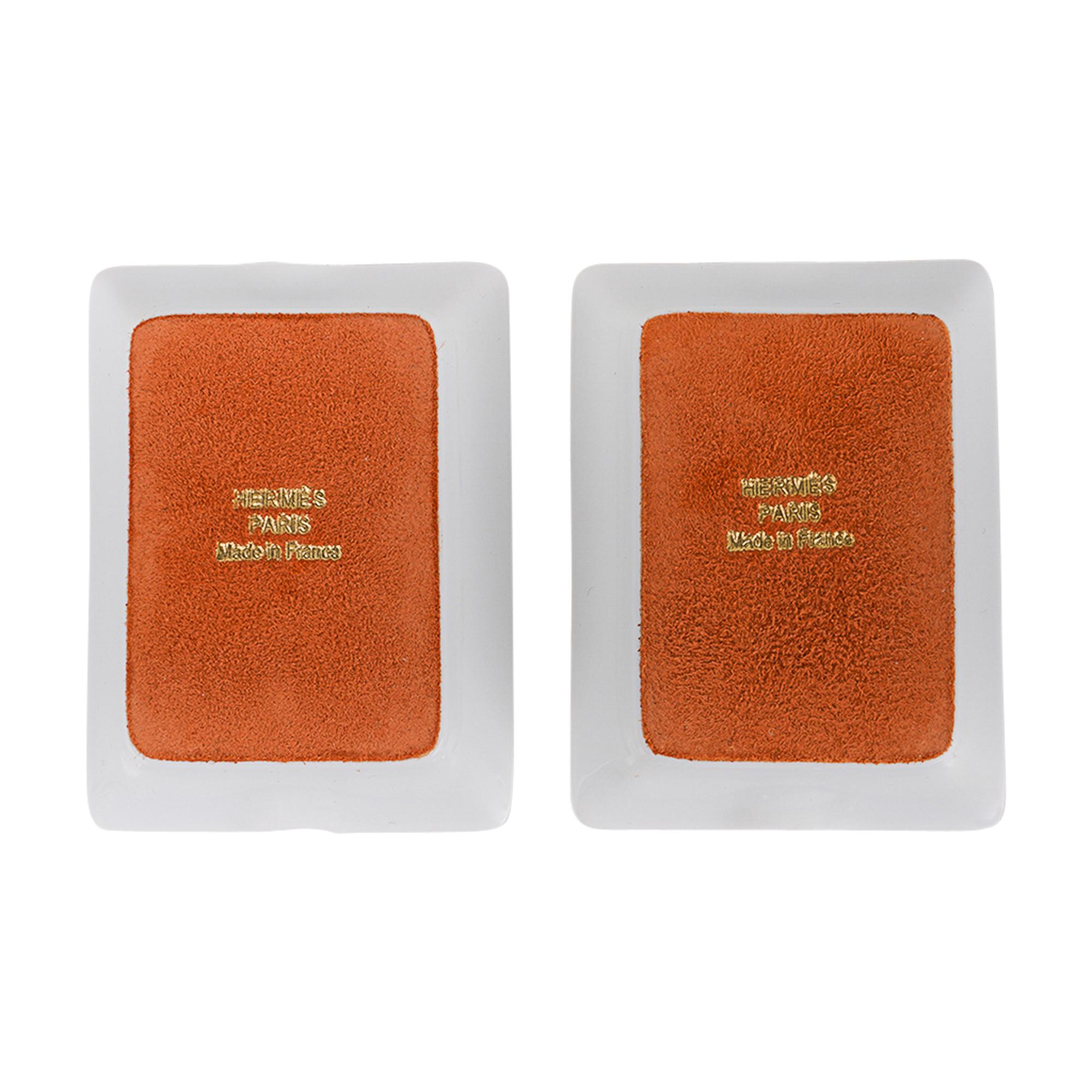 Hermes Manufacture des Boucleries Mini Ashtray Set of Two Porcelain New w/Box For Sale 4