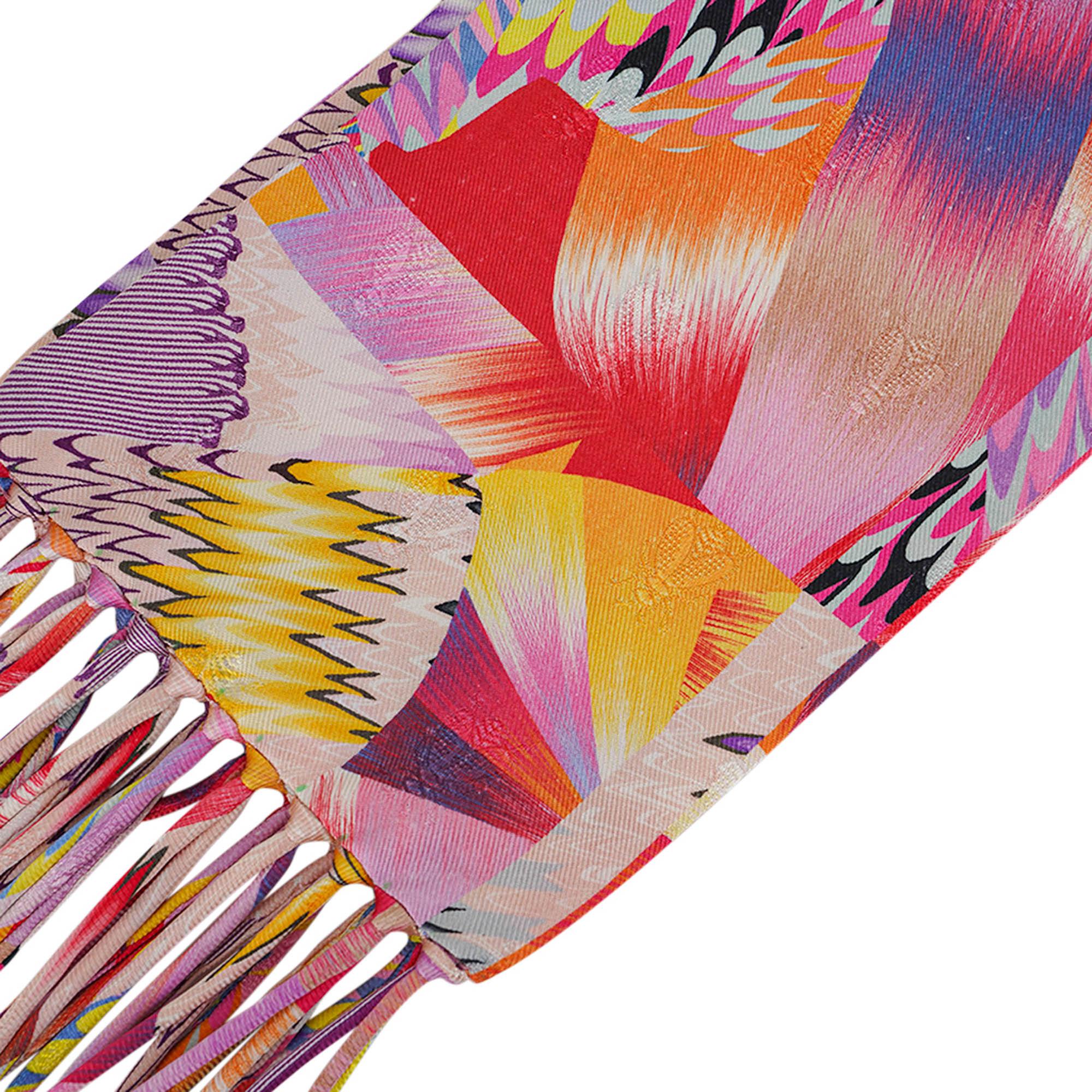 Mightychic offer a Limited Edition Hermes Marble Silk Muffler featured in Rose Multicolore.
Hand rolled scarf and spaghetti fringes.
This exquisite scarf is a must have for any Hermes collector.
Created by an art almost lost to the world it brings