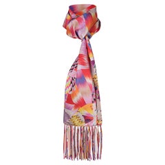 Retro Hermes Marble Silk Fringed Muffler