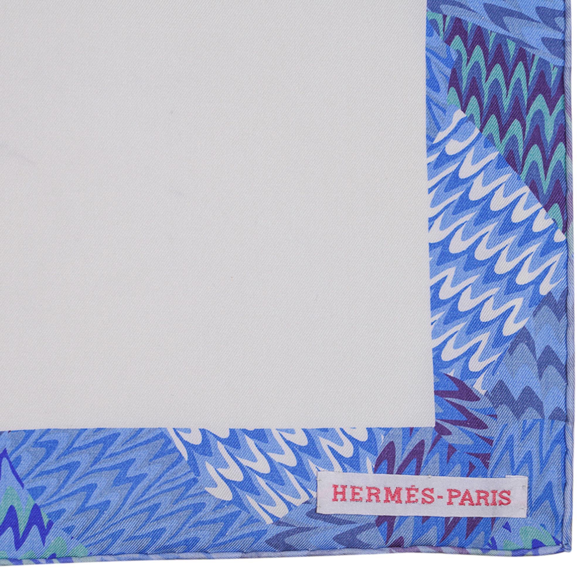 Hermes Marble Silk Robe du Soir Scarf Blanc / Rose / Bleu 90 New w/ Box 5