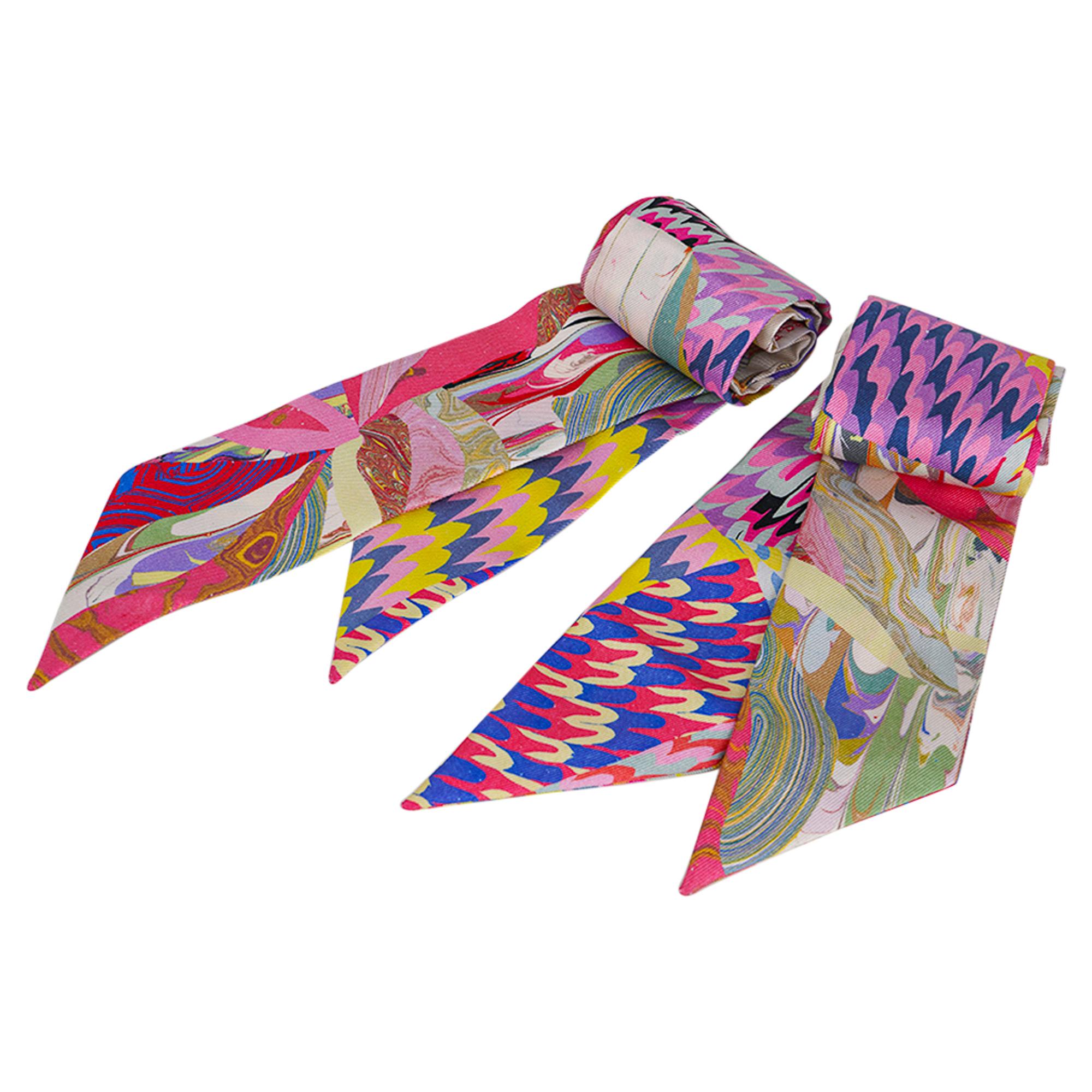 Hermes Marble Silk Twilly Edizione Limitata Set di Due 5
