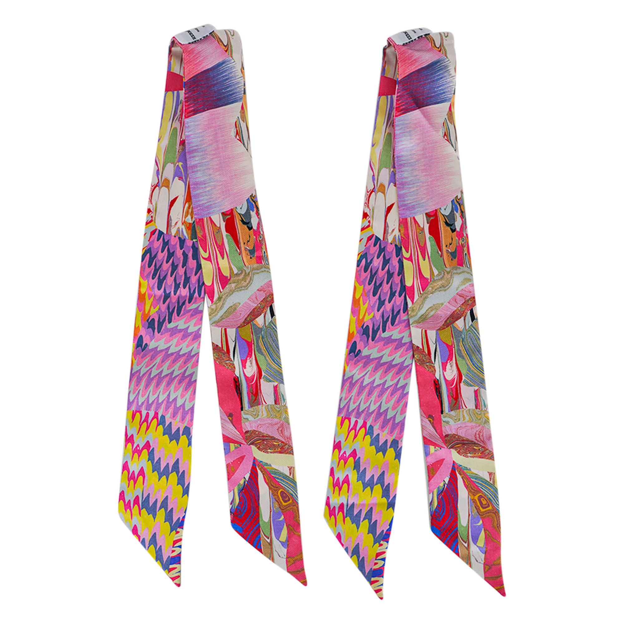 Hermes Marble Silk Twilly Edizione Limitata Set di Due 6