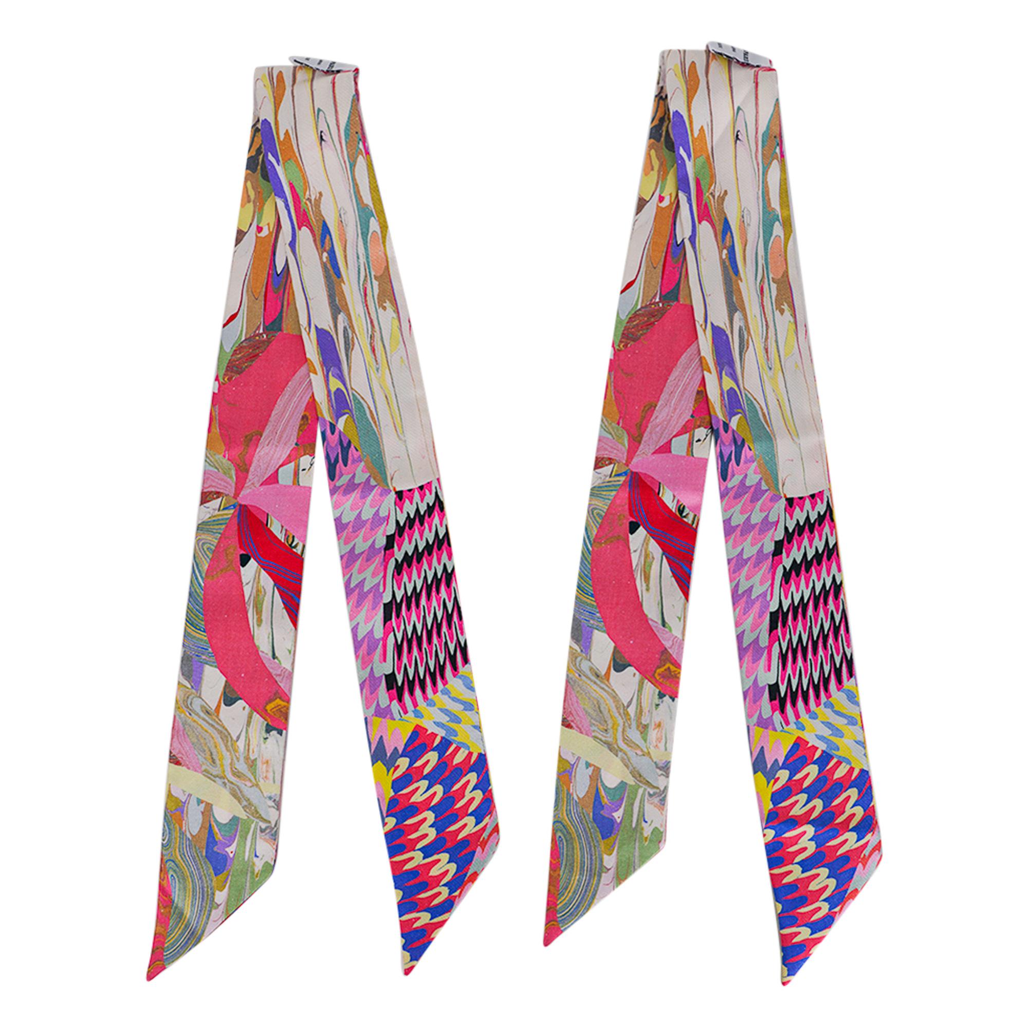 Hermes Marble Silk Twilly Edizione Limitata Set di Due 7