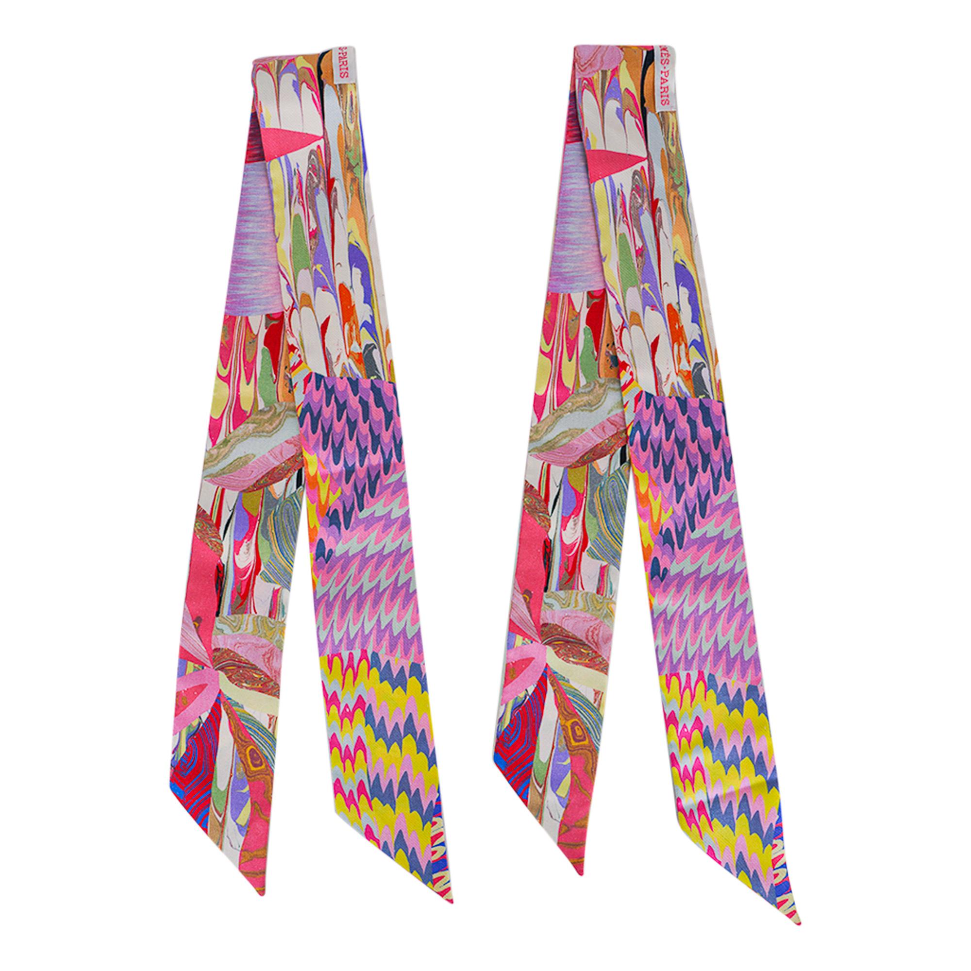 Hermes Marble Silk Twilly Edizione Limitata Set di Due 8