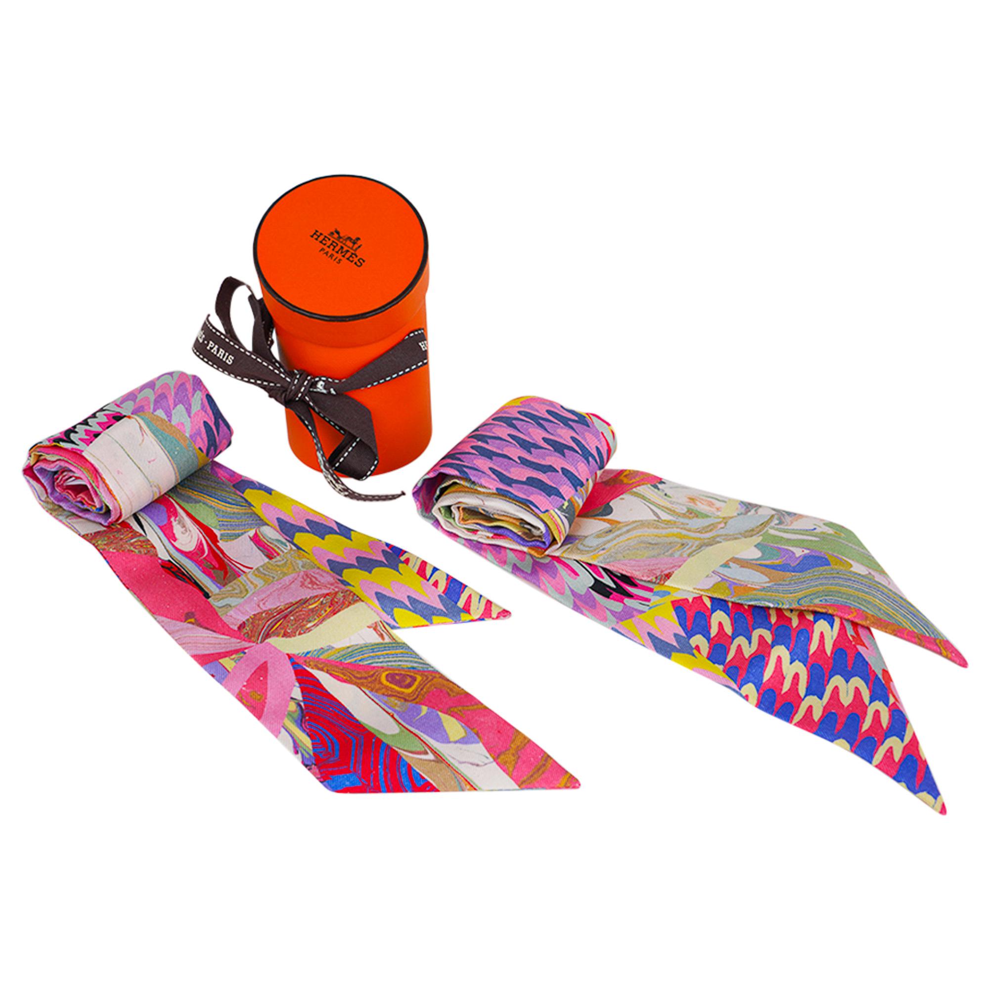 Hermes Marble Silk Twilly Edizione Limitata Set di Due 1
