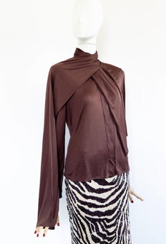 Hermès Margiela Era Vintage Sciarpa Marrone Camicia Sz IT38