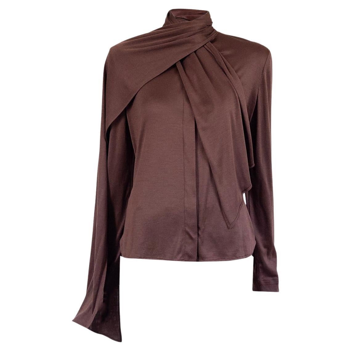 Hermès Margiela Era Vintage Sciarpa Marrone Camicia Sz IT38