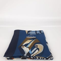 Hermes Marine / Bleu Pétrole / Bronze Lanternes, Ballons et Cocardes scarf 90