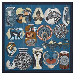 Hermes Marine / Bleu Pétrole / Bronze Lanternes, Ballons et Cocardes scarf 90