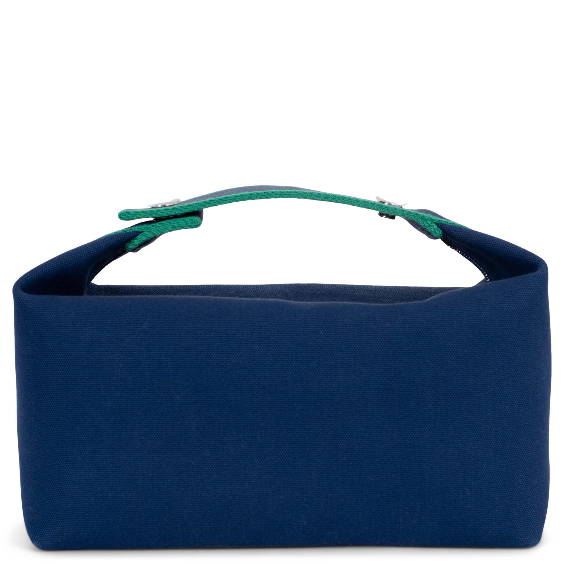Blue HERMES Marine blue canvas 2024 BRIDE-A-BRAC PM Case Bag For Sale