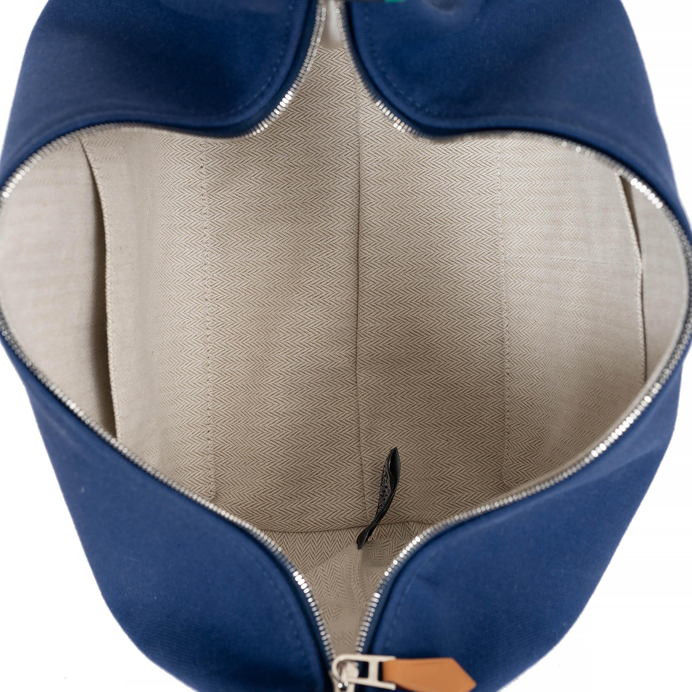 HERMES Marine blue canvas 2024 BRIDE-A-BRAC PM Case Bag For Sale 2