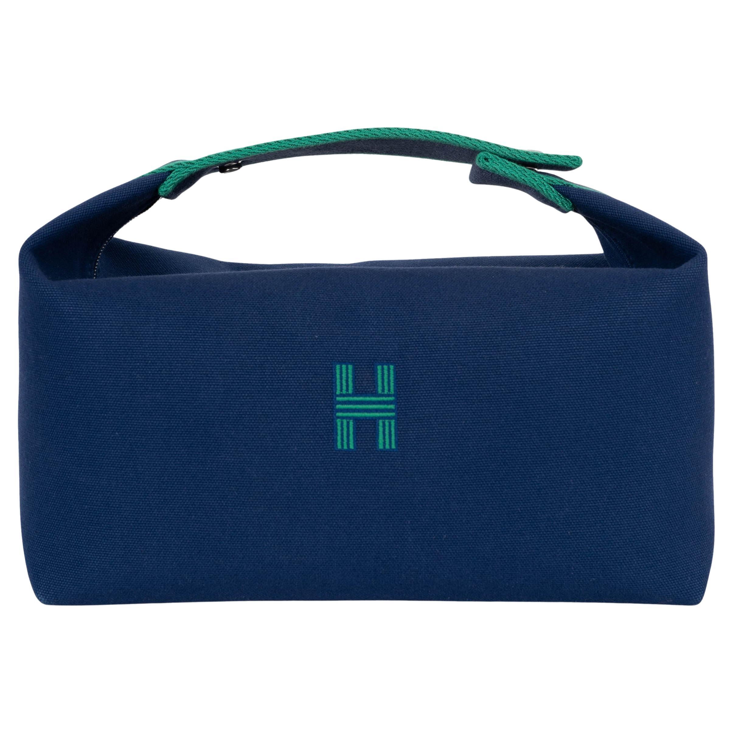 HERMES Marine blue canvas 2024 BRIDE-A-BRAC PM Case Bag For Sale