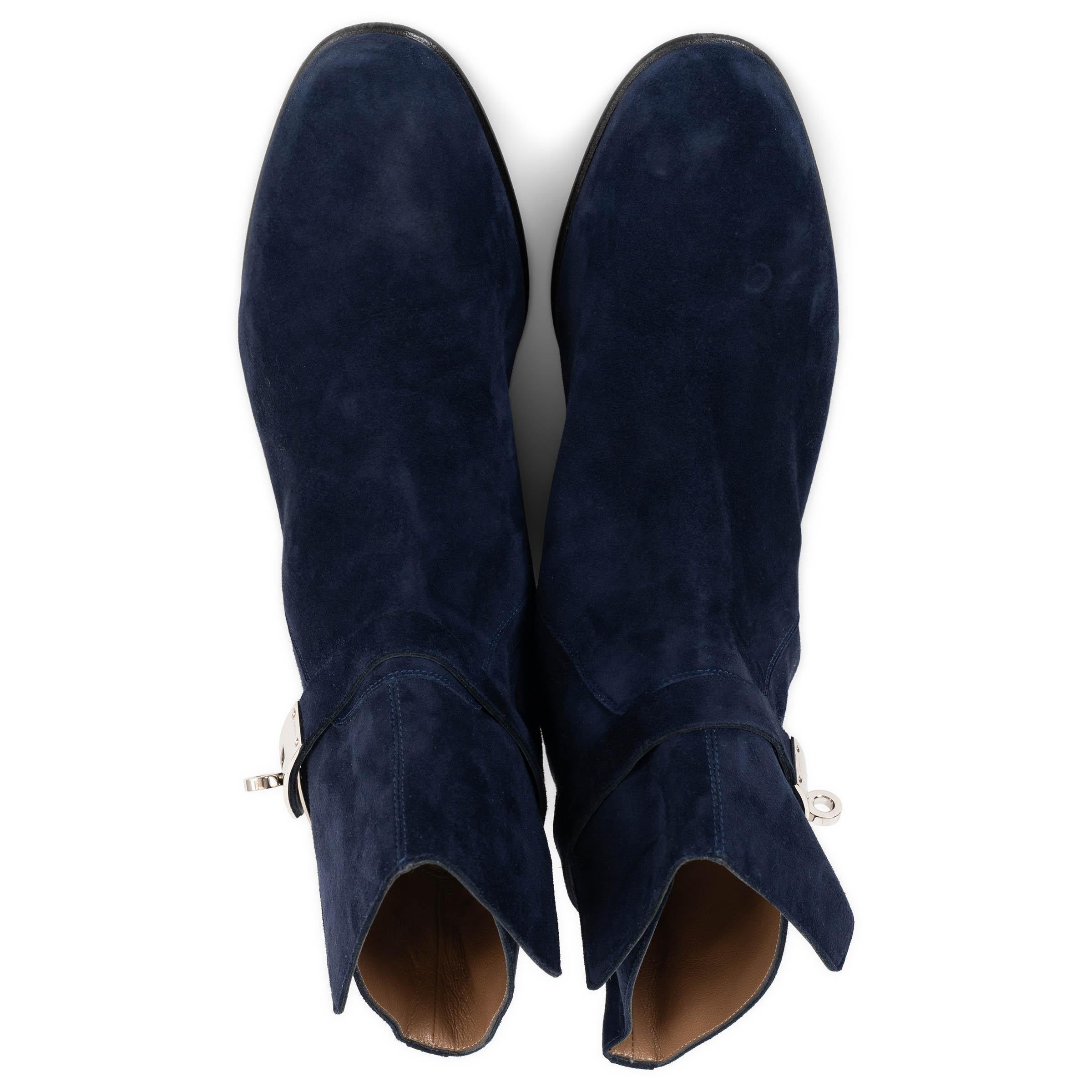 HERMÈS Bottines NEO en daim bleu marine 40 Pour femmes en vente