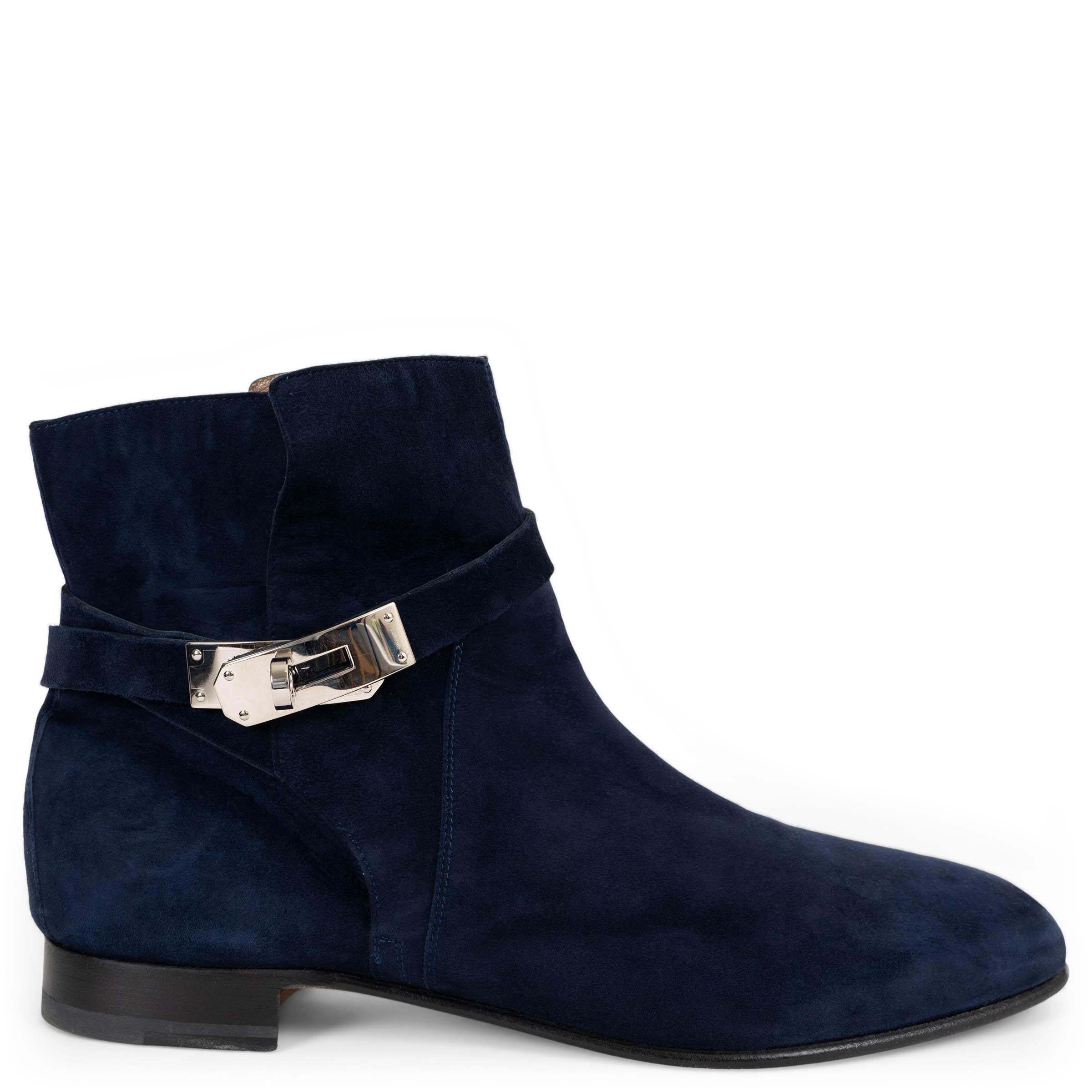 HERMÈS Bottines NEO en daim bleu marine 40