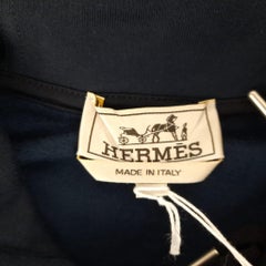Hermes Marine cotton & cashmere Size M Zipped hooded jogging sweater