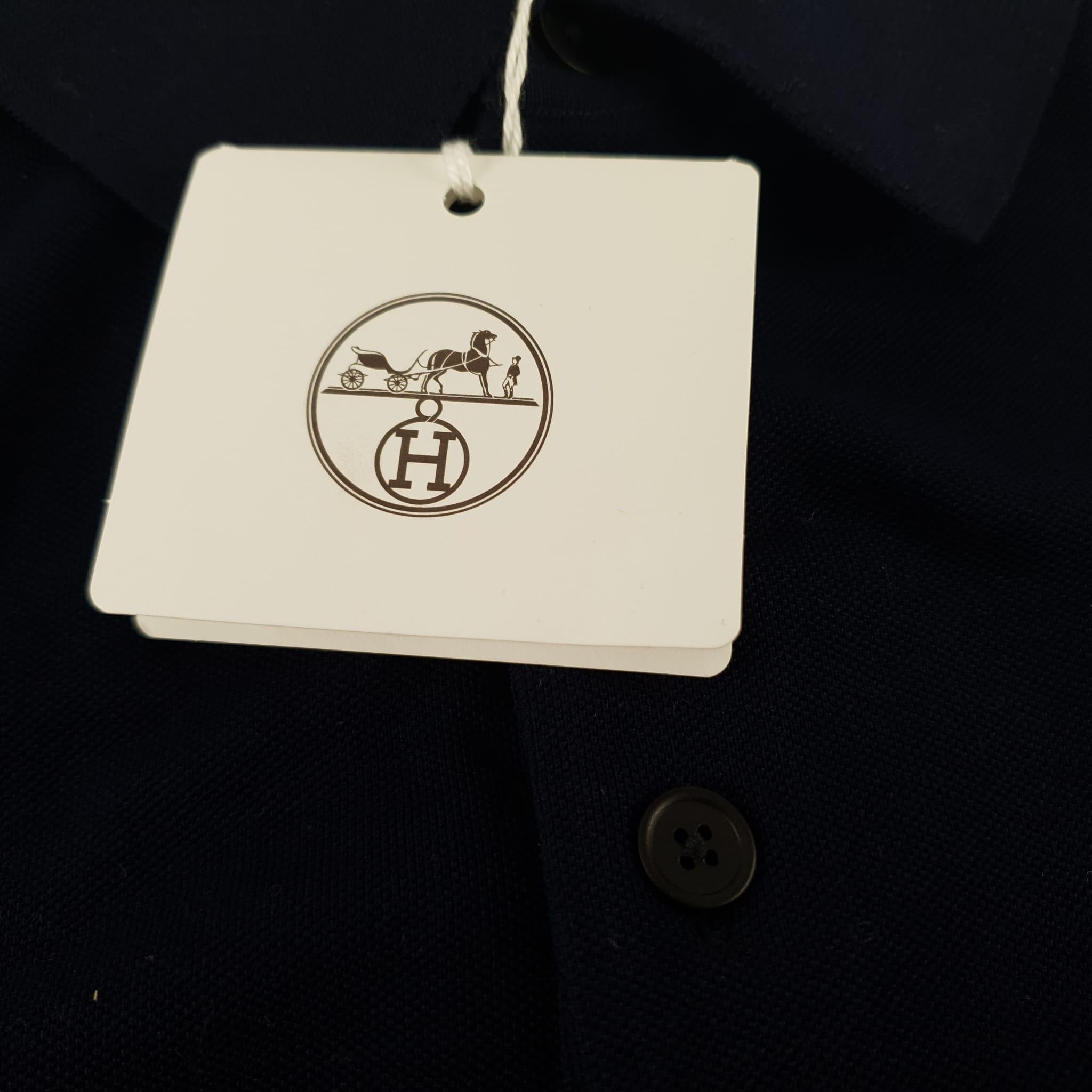 Men's Hermes Marine cotton Size M Polo shirt For Sale