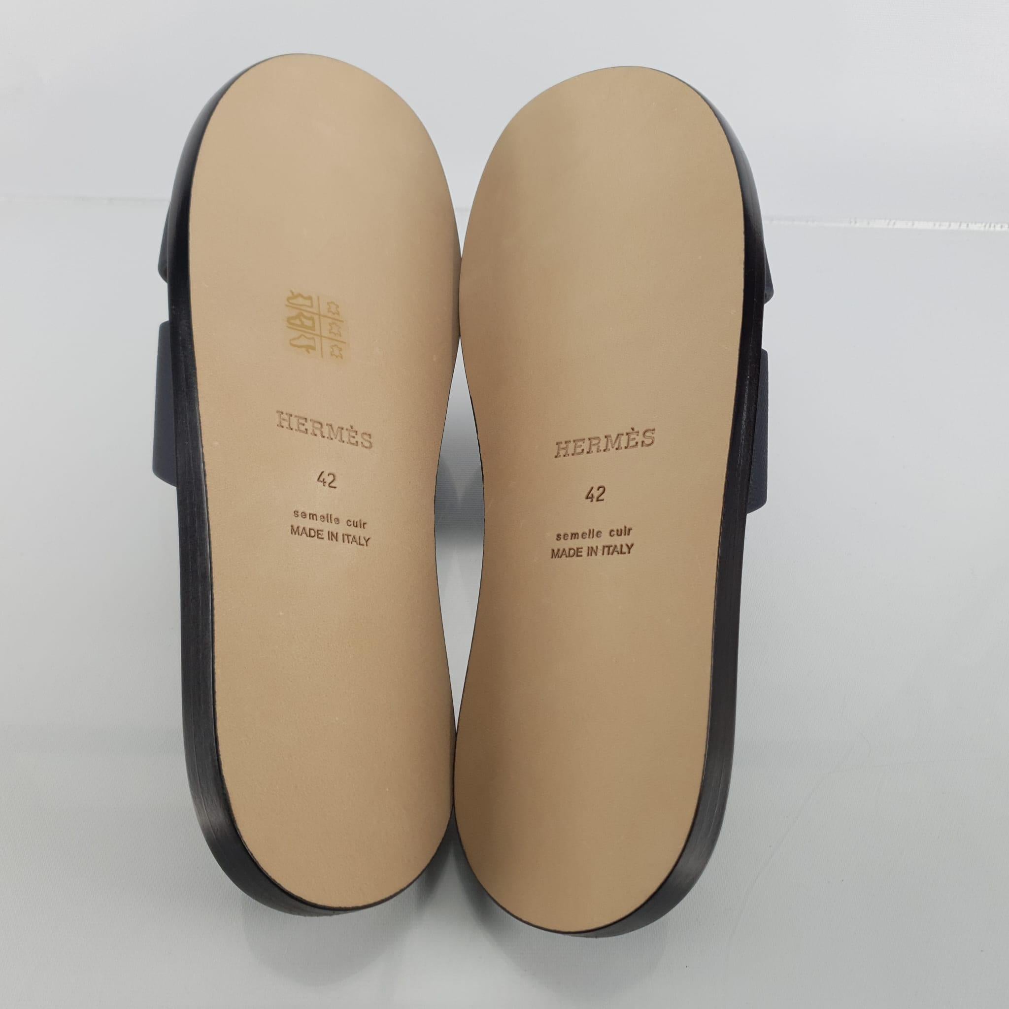 Men's Hermes marine Epsom calfskin size 42 Izmir  sandal For Sale