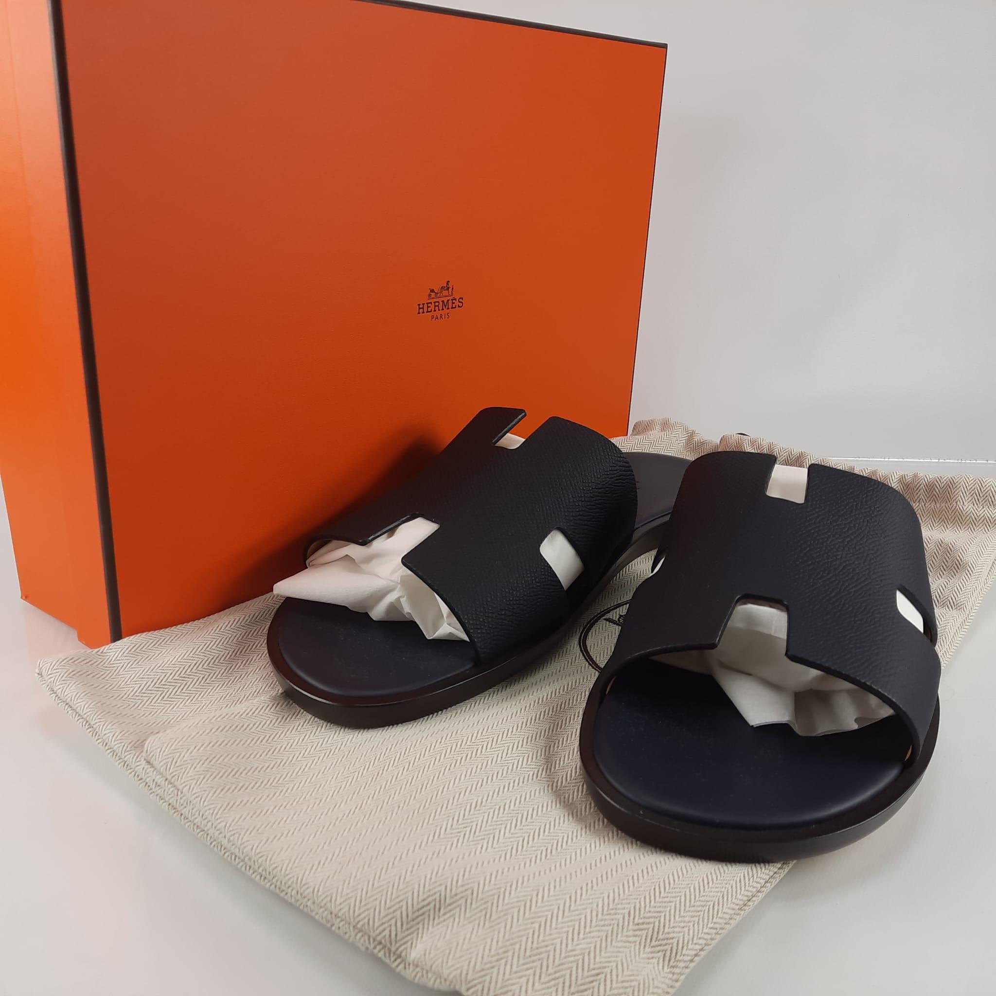 Hermes marine Epsom calfskin size 42 Izmir  sandal For Sale 3