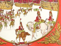 Hermes Marine et Cavalerie Brick Red 90cm Silk Scarf
