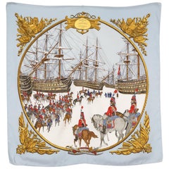 Hermes Marine et Cavalerie by Philippe Ledoux Silk Scarf