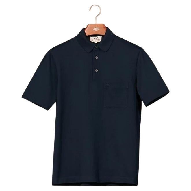 Hermes Marine H embroidered buttoned polo shirt Size L For Sale