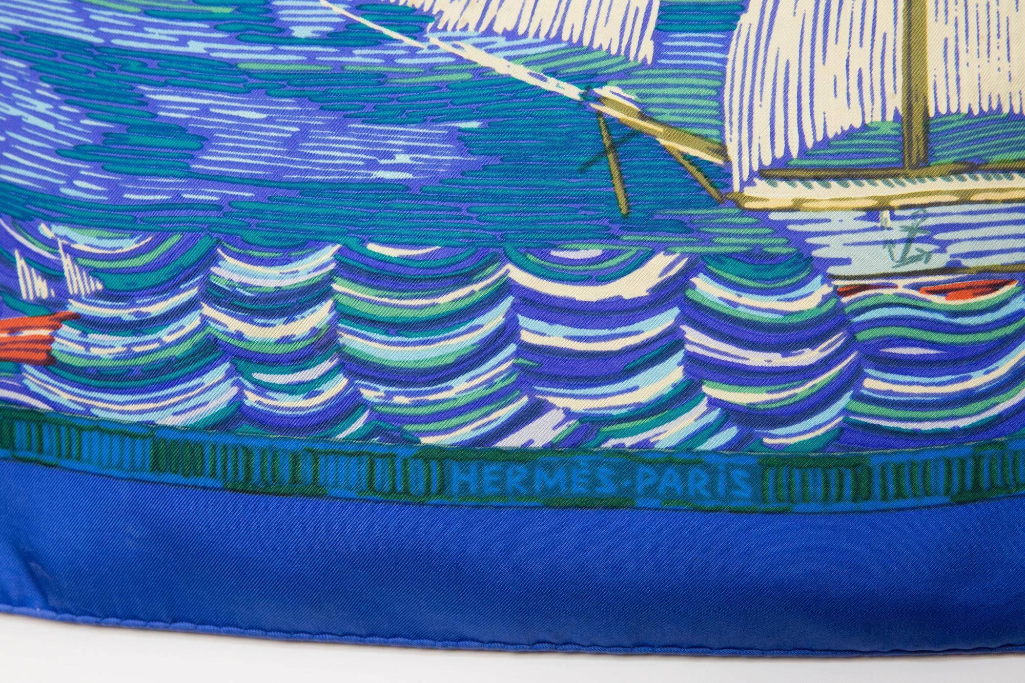Hermes Marine Naive 1880 Henry-F Smith Sailor by P Dumas Silk Scarf In Good Condition For Sale In Paris, FR