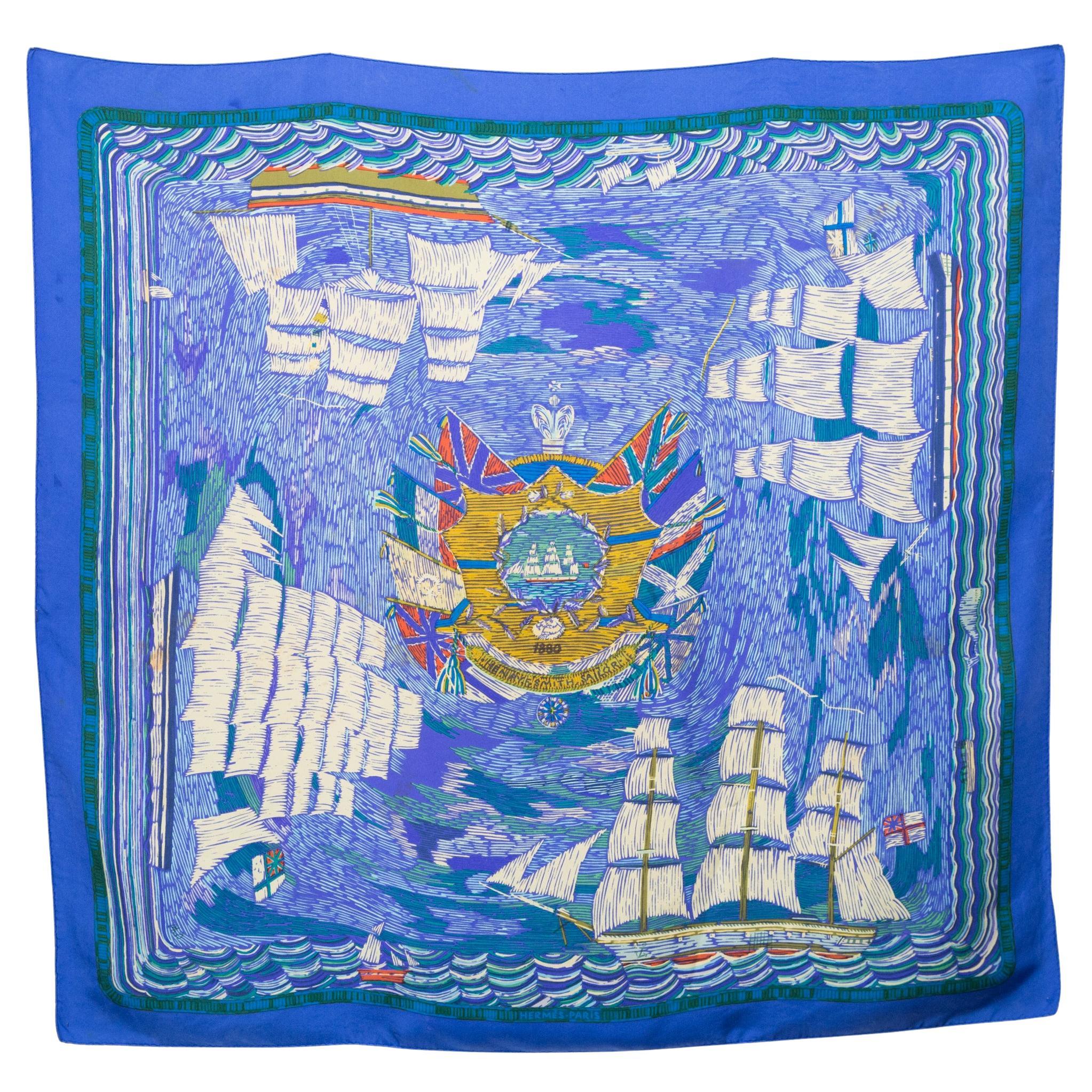 Hermes Marine Naive 1880 Henry-F Smith Sailor by P Dumas Silk Scarf For Sale