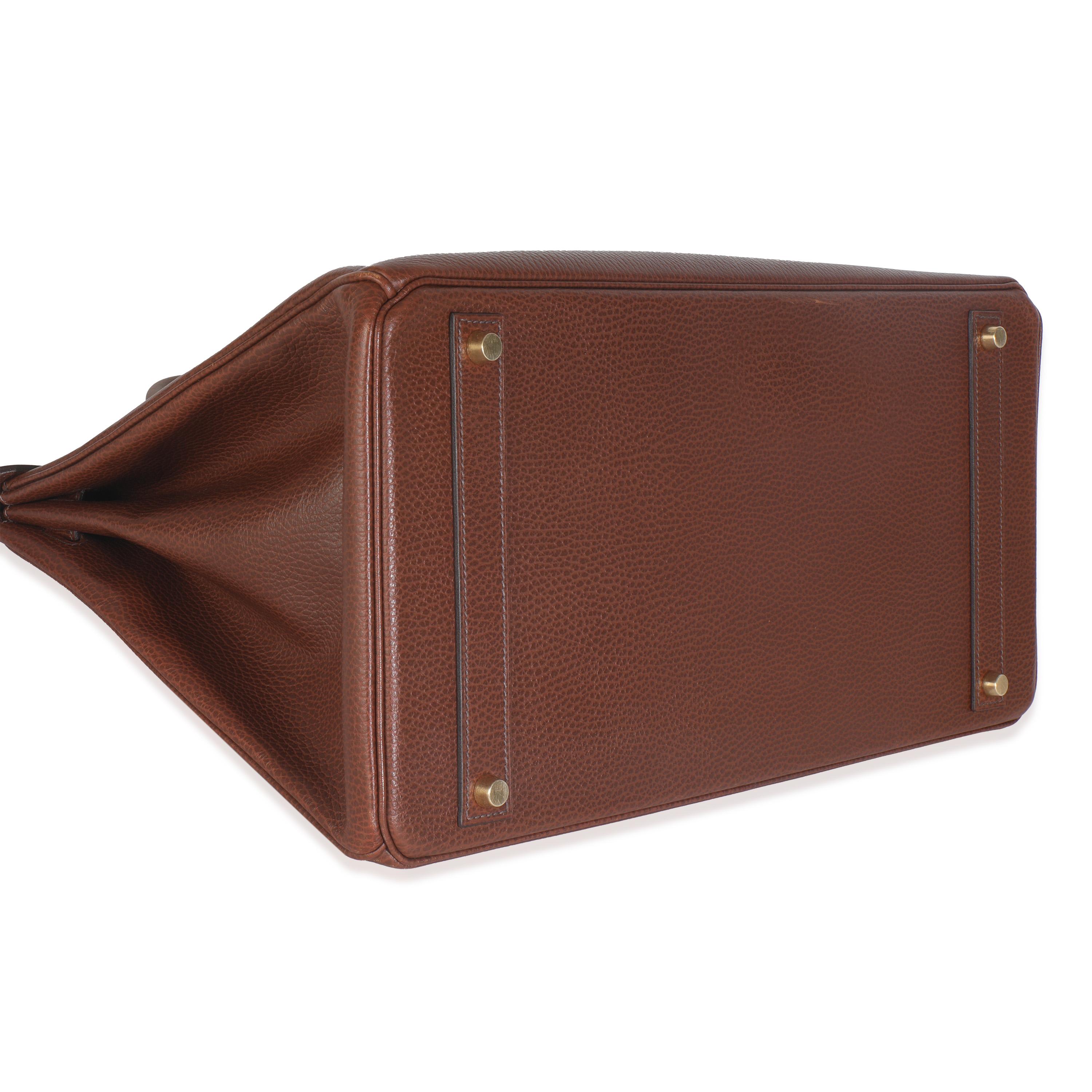 Marrone Hermès Marron Fonce Ardennes Birkin 40 GHW in vendita