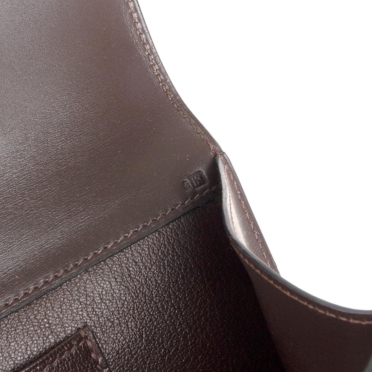 HERMES Marron Fonce brown Box leather MEDOR 29 Clutch Bag 1