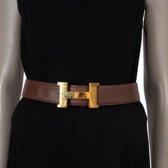 HERMES Marron Fonce Courchevel leather 1995 CONSTANCE 40 Belt 70