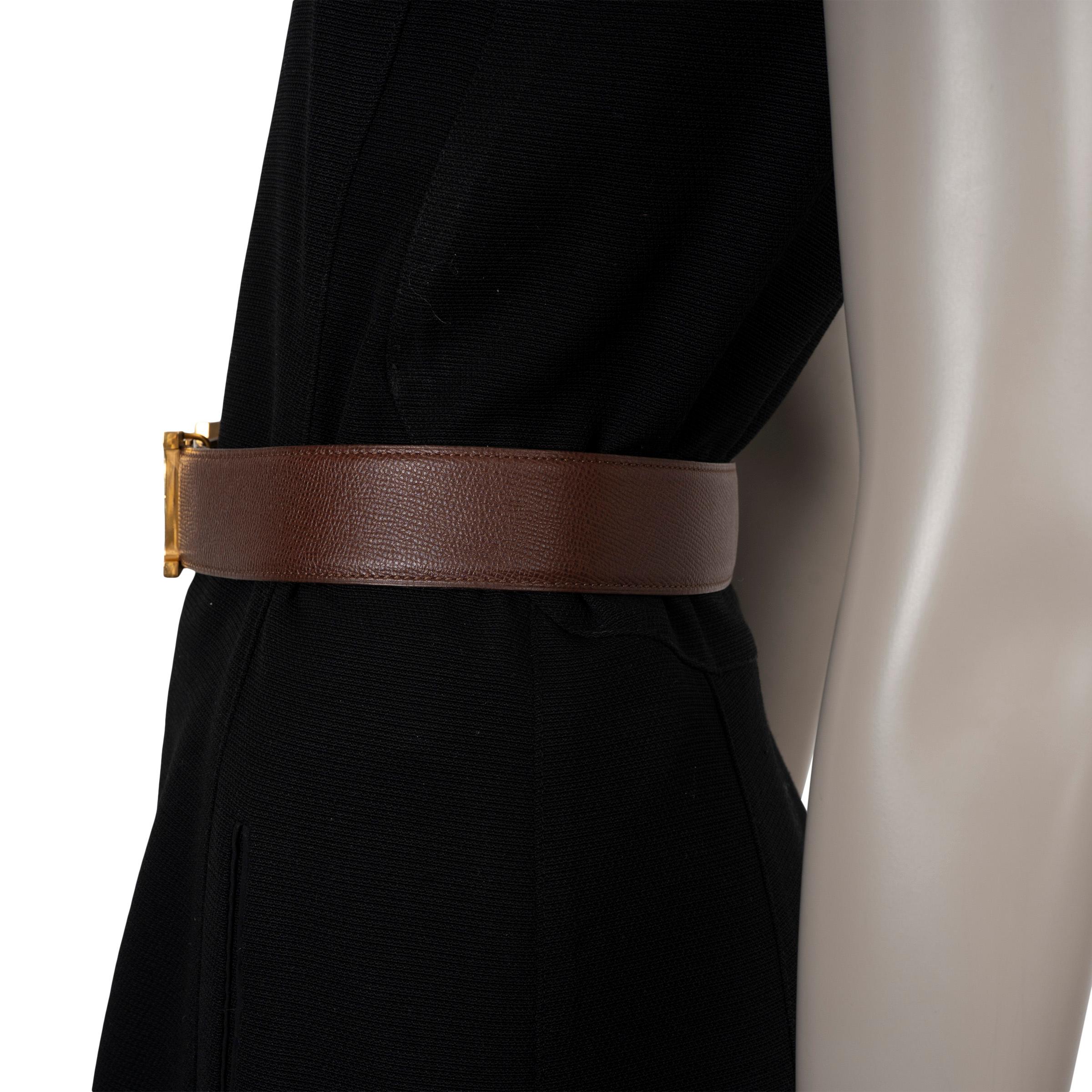 HERMES Marron Fonce Courchevel leather 1995 CONSTANCE 40 Belt 70