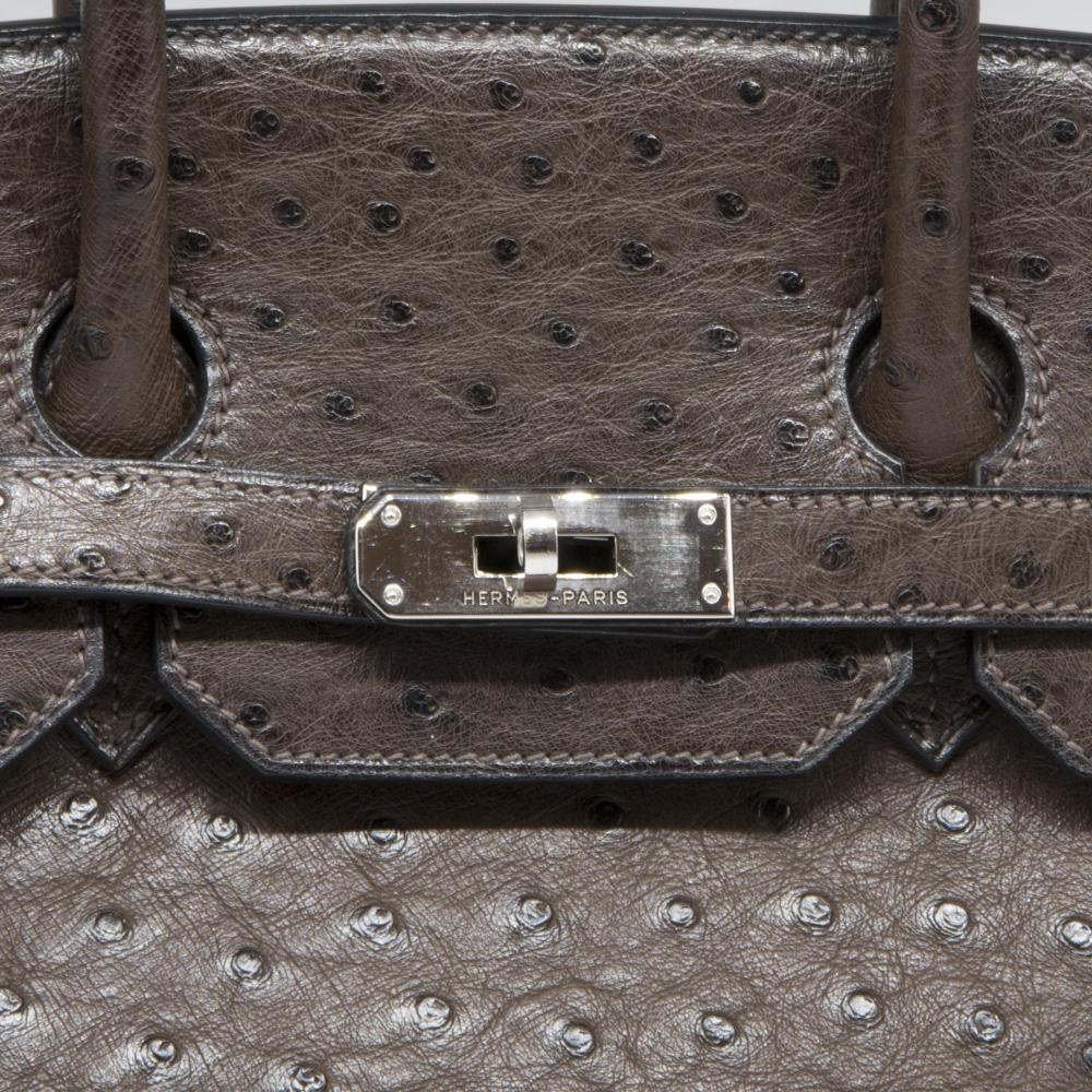 Hermès Marron Fonce Ostrich 35cm Birkin Bag In Good Condition In London, GB
