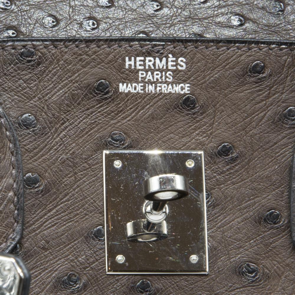 Women's Hermès Marron Fonce Ostrich 35cm Birkin Bag