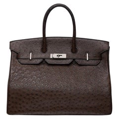Hermès Marron Fonce Ostrich 35cm Birkin Bag