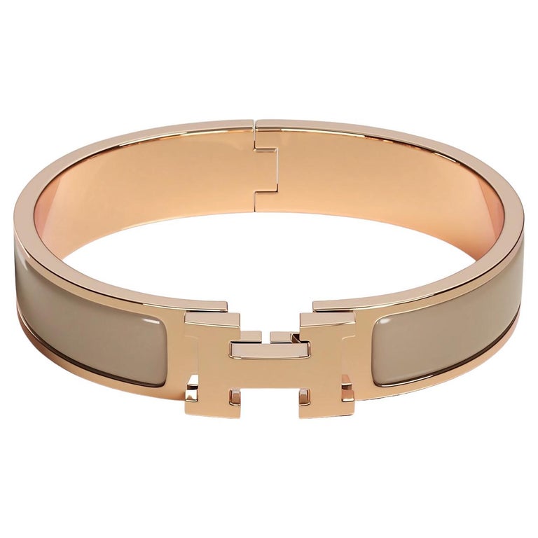 Hermes Marron Glacé Clic H bracelet Size GM For Sale at 1stDibs