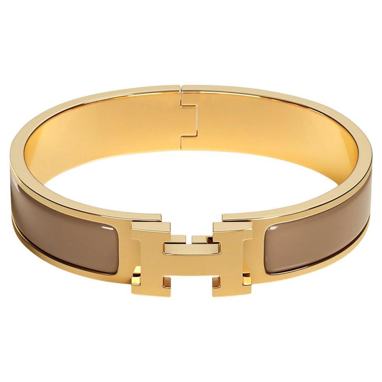 HERMES CLIC-CLAC H BRACELET, ROSEE DRAGEE - GOLD PLATED - SIZE SMALL (PM) -  Hebster Boutique