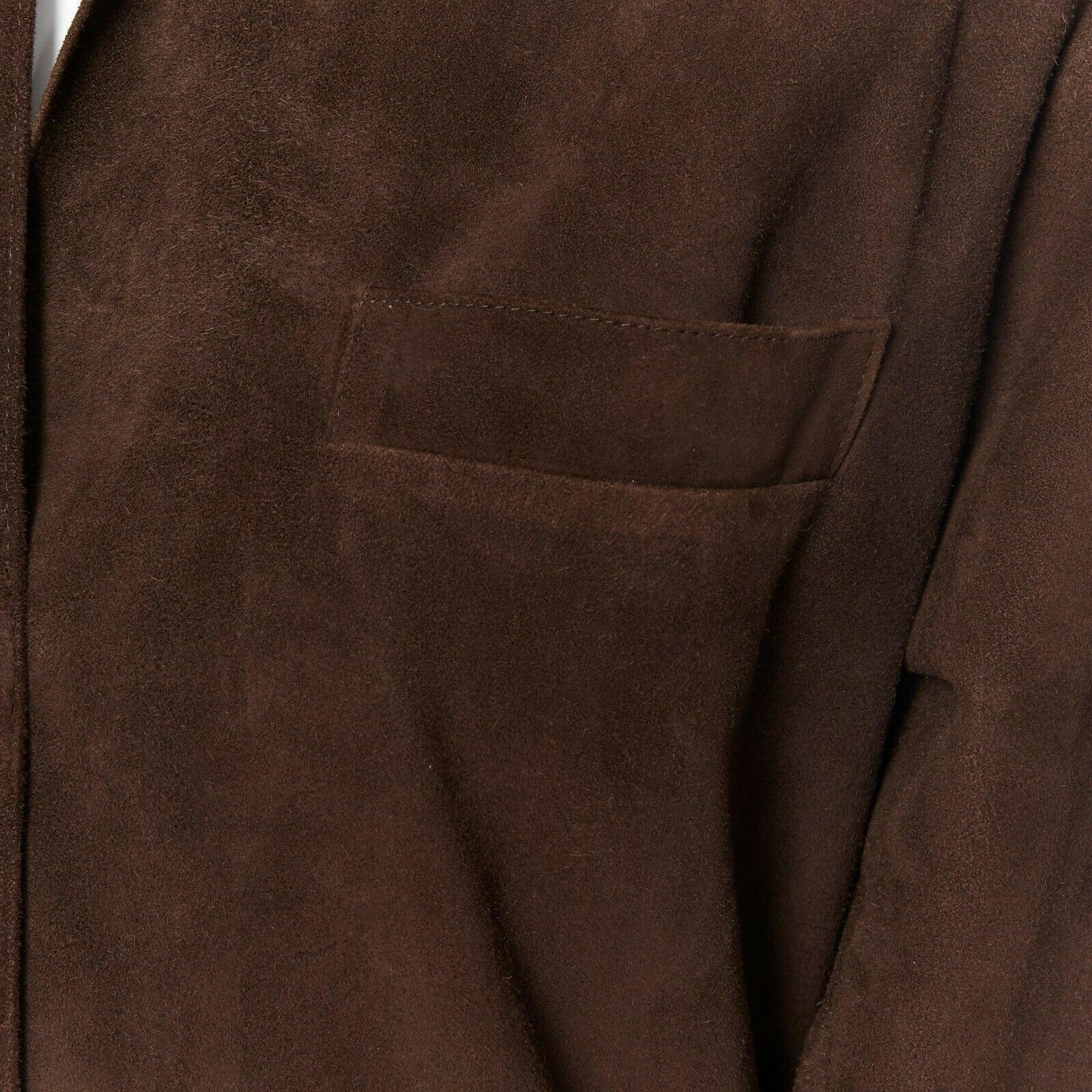 HERMES MARTIN MARGIELA vintage brown suede peak spread collar long shirt FR38 4