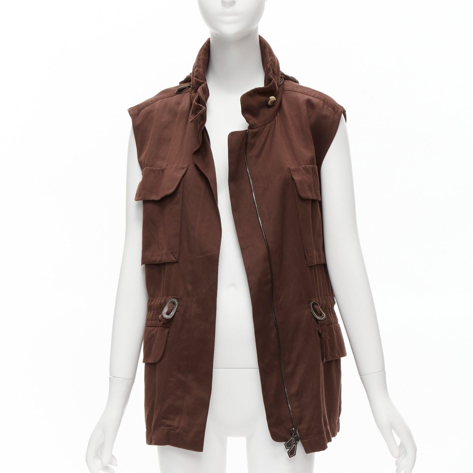 HERMES Martin Margiela Vintage cotton linen cargo pockets vest jacket FR40 L In Good Condition In Hong Kong, NT