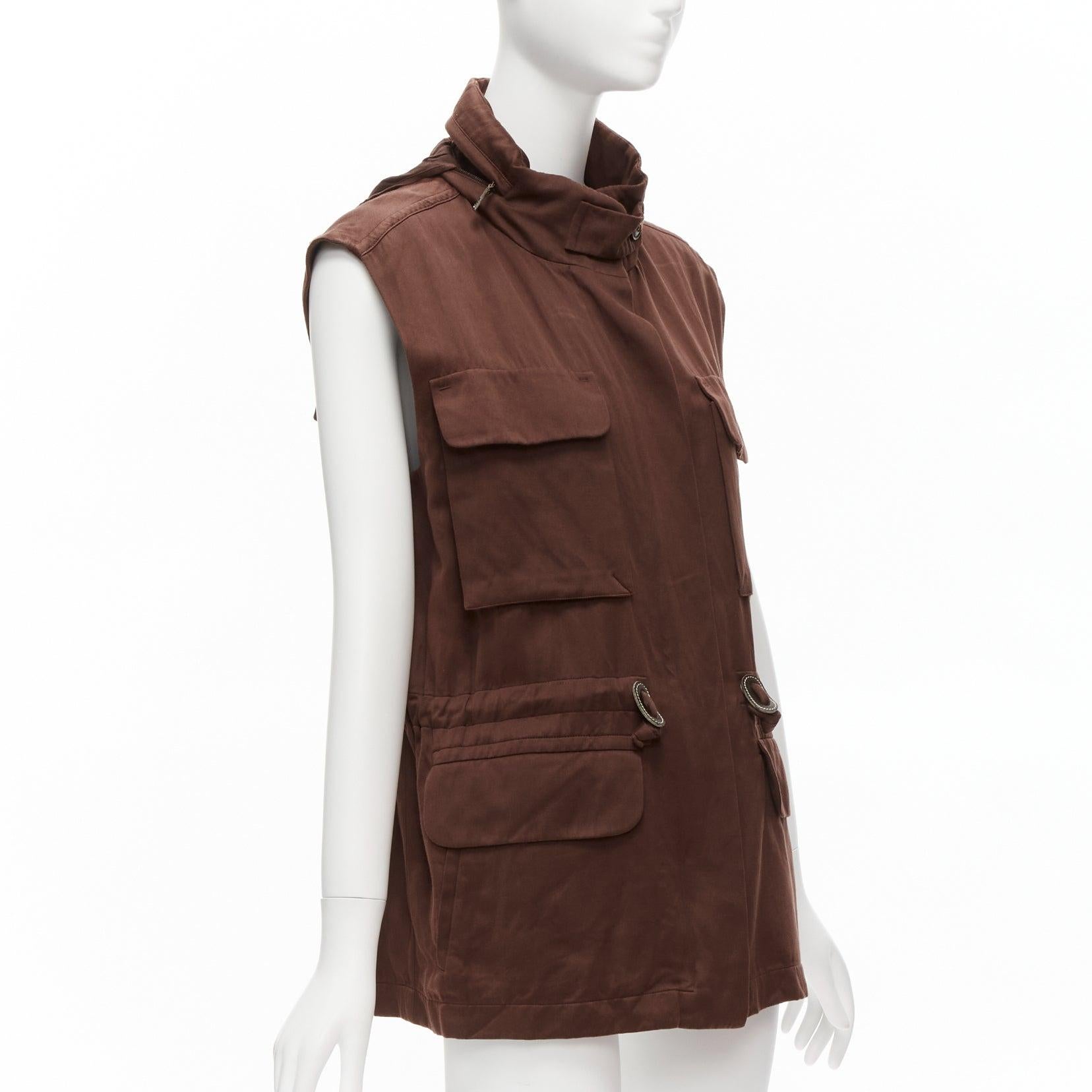 Women's HERMES Martin Margiela Vintage cotton linen cargo pockets vest jacket FR40 L