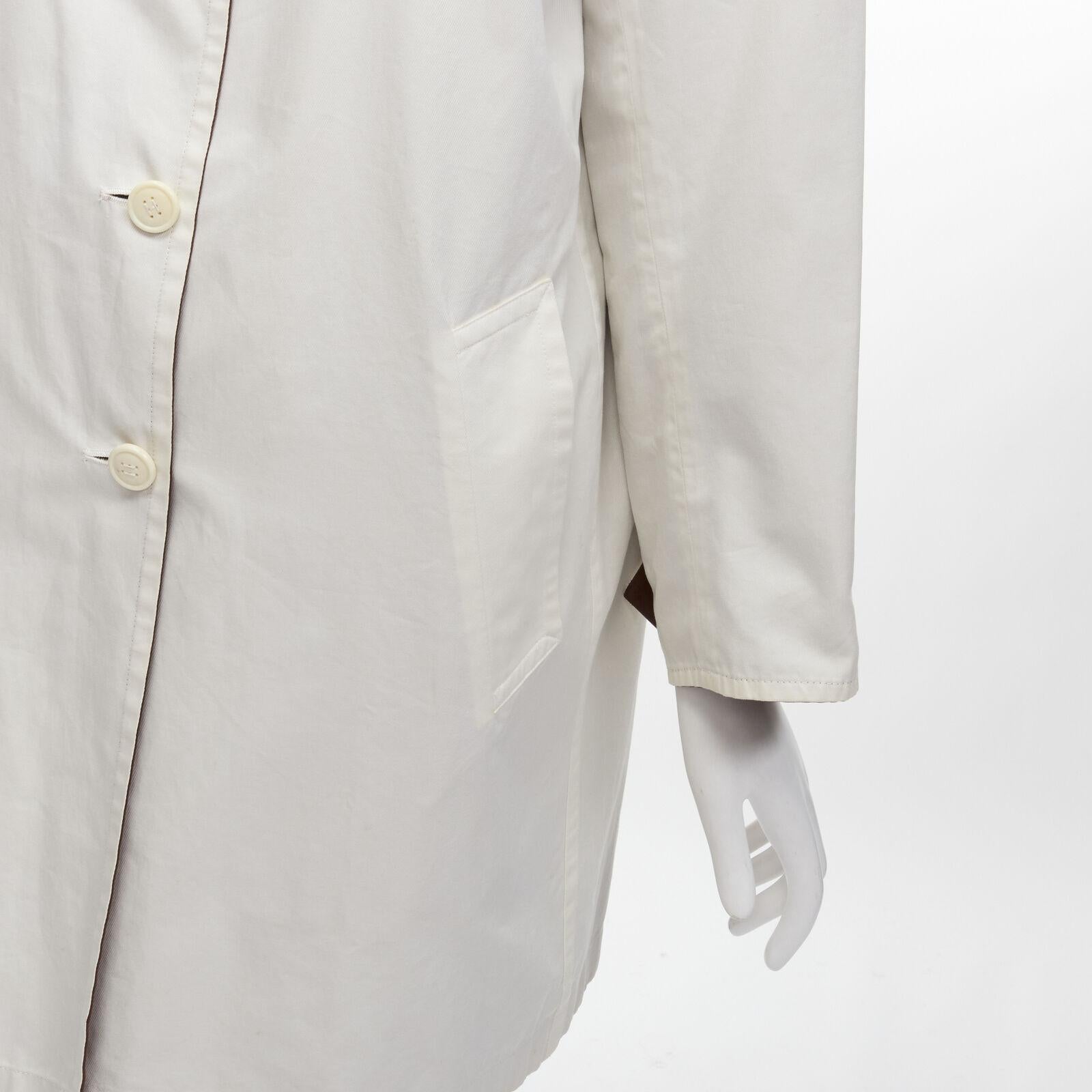 HERMES MARTIN MARGIELA Vintage Reversible brown ivory cotton overcoat FR38 M For Sale 5