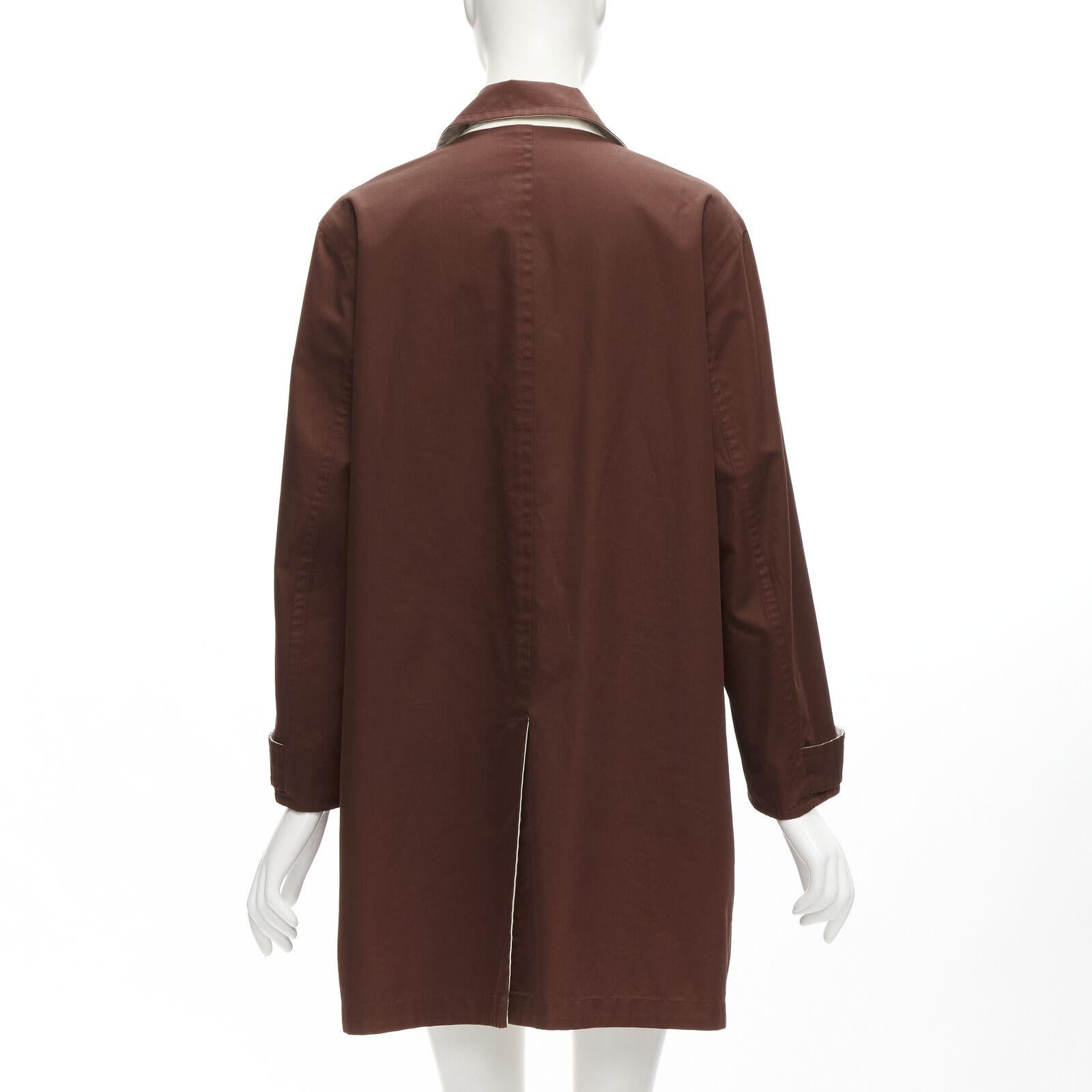 HERMES MARTIN MARGIELA Vintage Reversible brown ivory cotton overcoat FR38 M For Sale 2