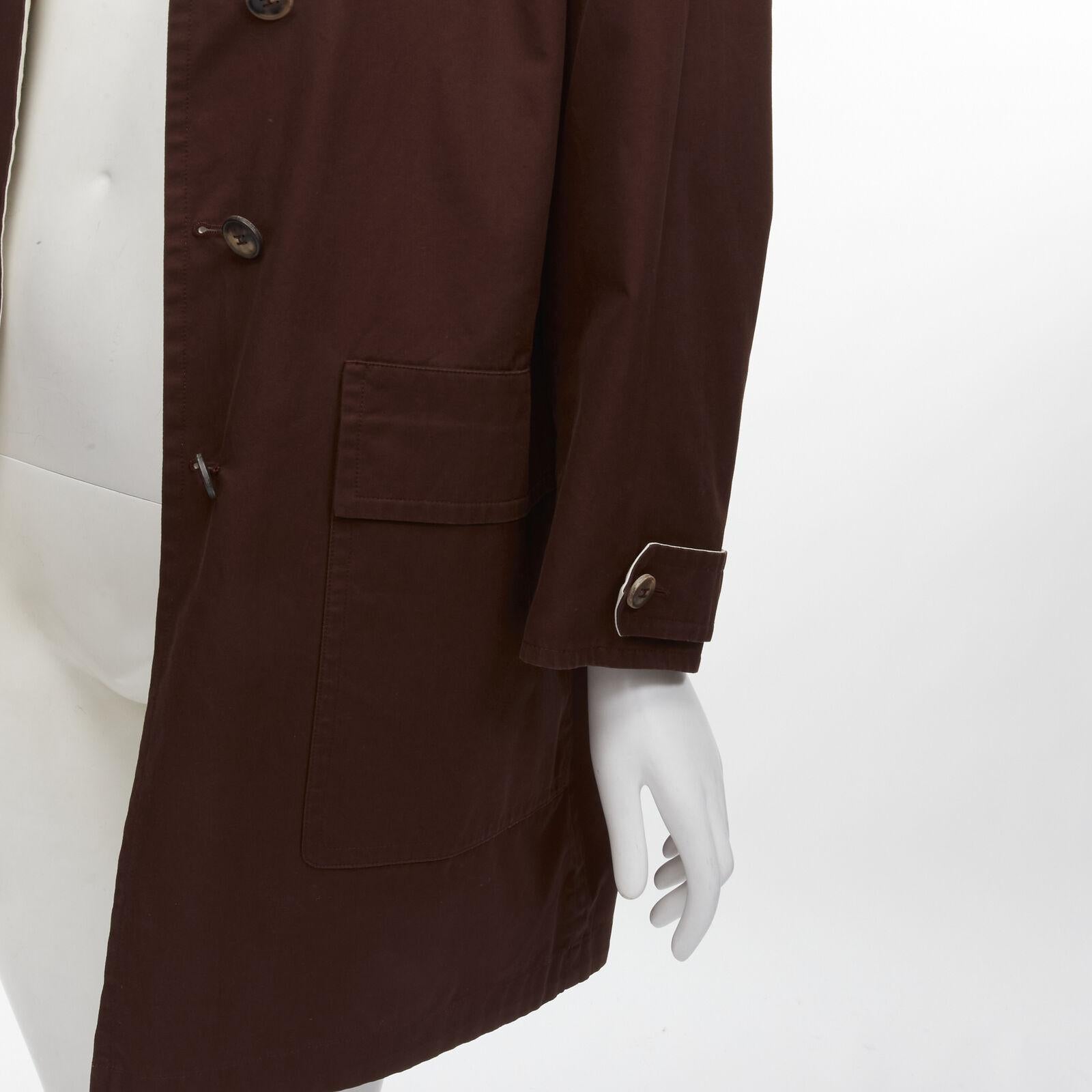 HERMES MARTIN MARGIELA Vintage Reversible brown ivory cotton overcoat FR38 M For Sale 4