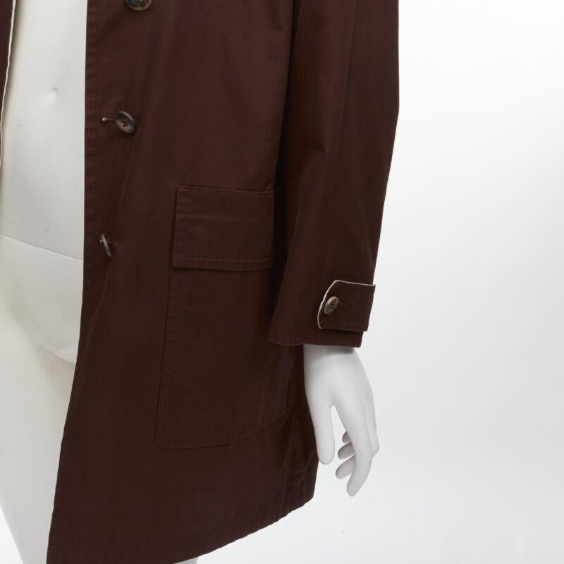 HERMES MARTIN MARGIELA Vintage Reversible brown ivory cotton overcoat FR38 M 4