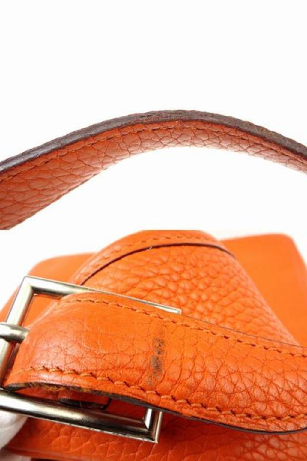Hermès Massai 219135 Orange Taurillon Clemence Shoulder Bag For Sale 3