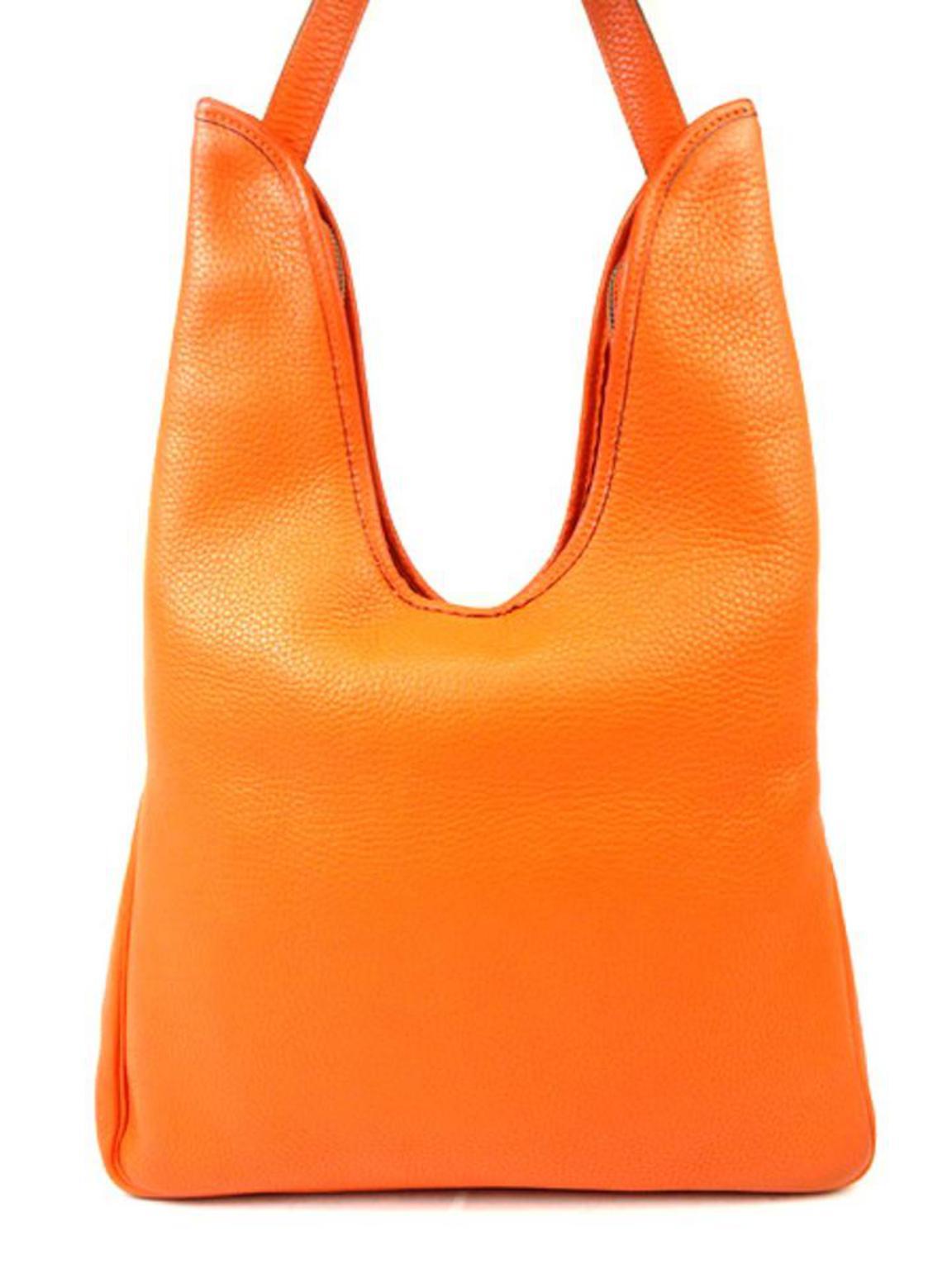 Hermès Massai 219135 Orange Taurillon Clemence Shoulder Bag For Sale 4
