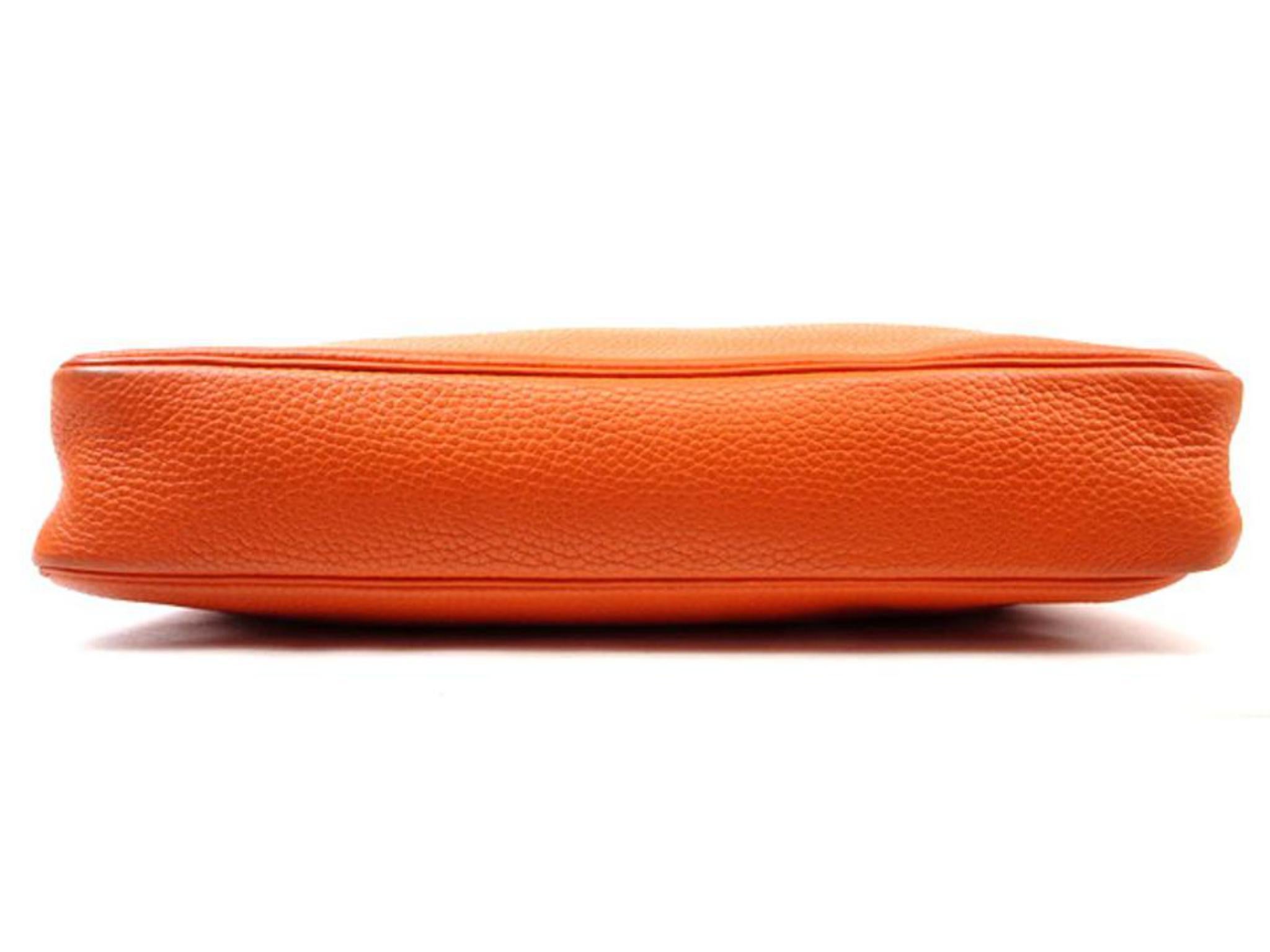 Hermès Massai 219135 Orange Taurillon Clemence Shoulder Bag For Sale 6