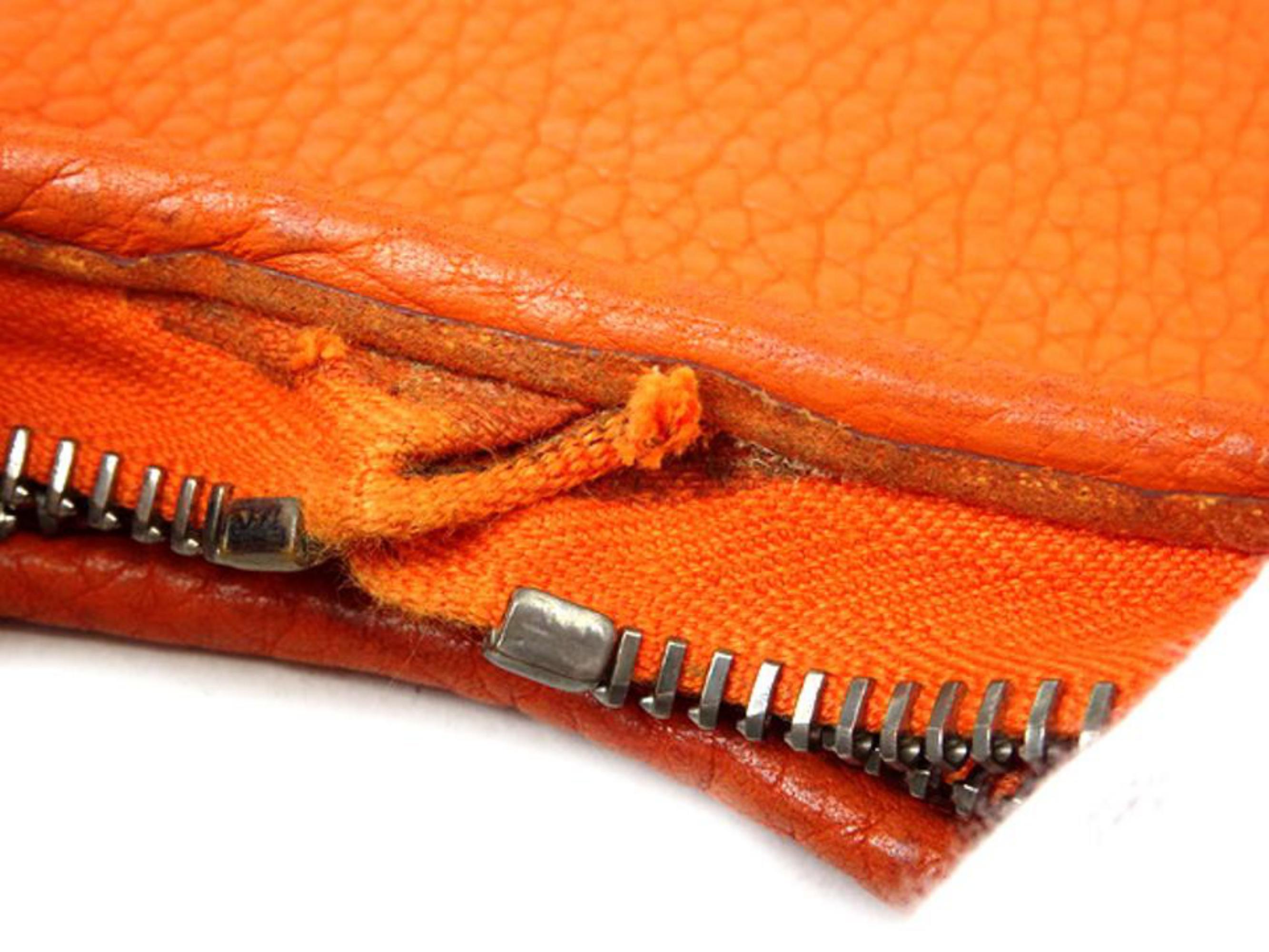 Hermès Massai 219135 Orange Taurillon Clemence Shoulder Bag For Sale 8