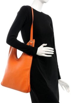 Hermès Massai 219135 Orange Taurillon Clemence Shoulder Bag