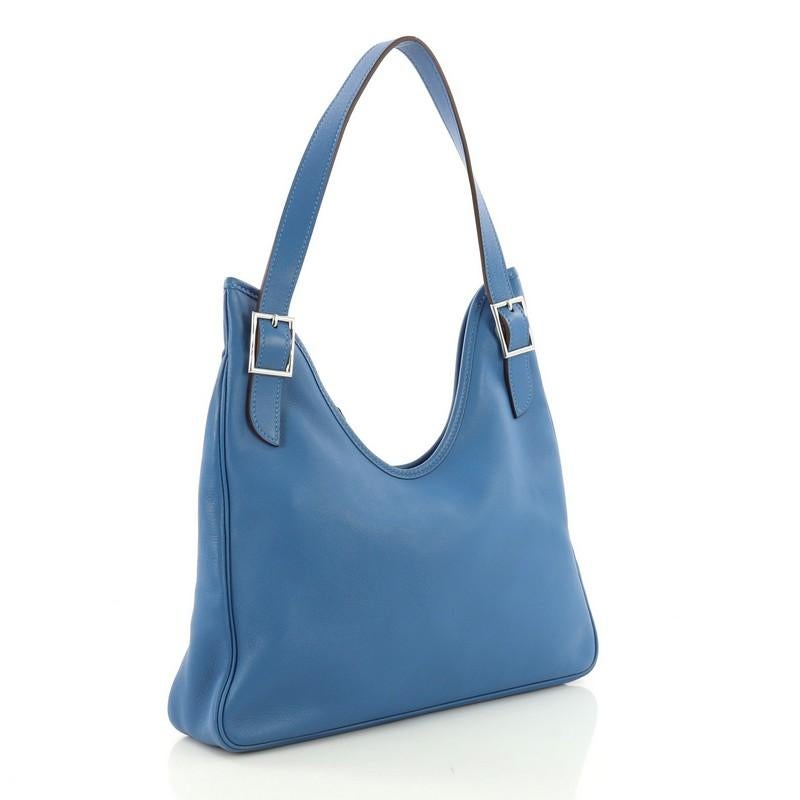 Blue Hermes Massai Cut Handbag Leather 32